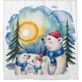 Winter Polar Bären Weihnachten Duschvorhang (Vorderseite)