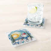 Winter Polar Bären Weihnachten Glasuntersetzer (Schrägansicht)