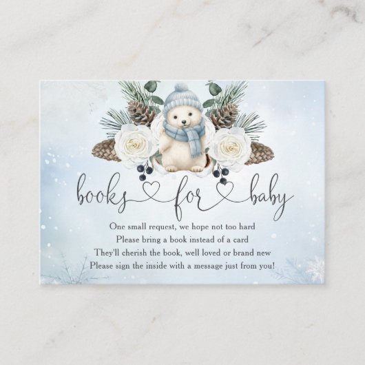 Winter Polar Bärenjunge Babydusche Bücher für Baby Begleitkarte (Vorderseite)