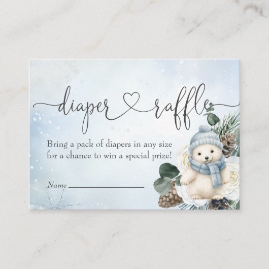 Winter Polar Bärenjunge Babydusche Windelwindeln Begleitkarte (Vorderseite)