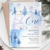 Winter Polar Bärenwald Erster Geburtstag Einladung