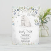 Winter-Polar-Bear-Baby-Dusche Einladung (Stehend Vorderseite)