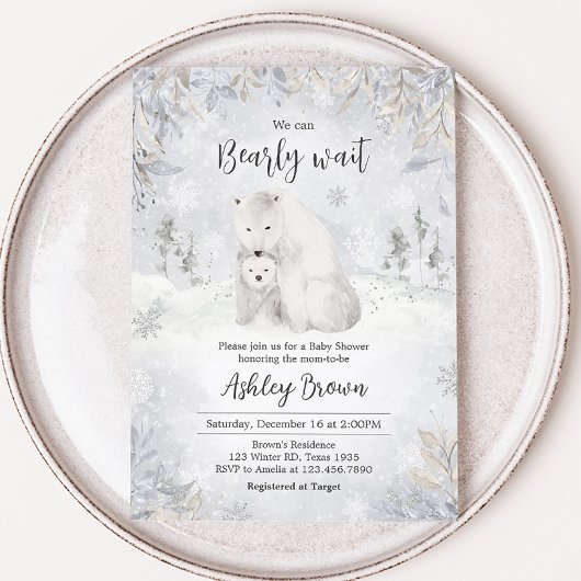 Winter-Polar-Bear-Baby-Dusche Einladung