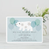 Winter Polar Bear Bear Bearly Wait Blue Baby Dusch Einladung (Stehend Vorderseite)
