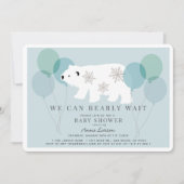 Winter Polar Bear Bear Bearly Wait Blue Baby Dusch Einladung (Vorderseite)