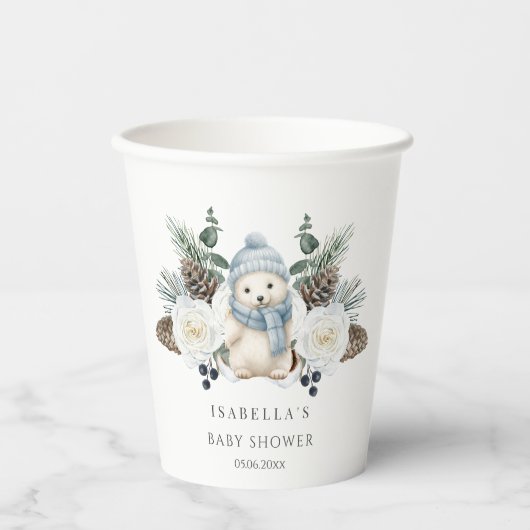 Winter Polar Bear Boy Baby Dusche Pappbecher (Vorderseite)