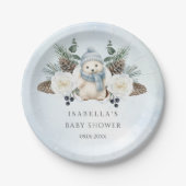 Winter Polar Bear Boy Baby Dusche Pappteller (Vorderseite)