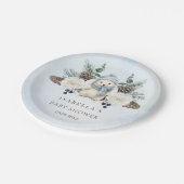 Winter Polar Bear Boy Baby Dusche Pappteller (Schrägansicht)