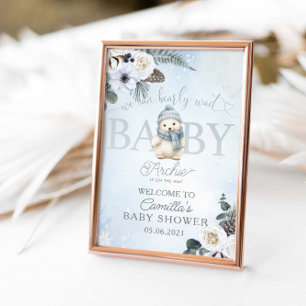Winter Polar Bear Boy Baby Dusche Poster