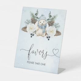 Winter Polar Bear Boy Baby Shower Favoriten Sockelschild