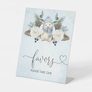 Winter Polar Bear Boy Baby Shower Favoriten Sockelschild