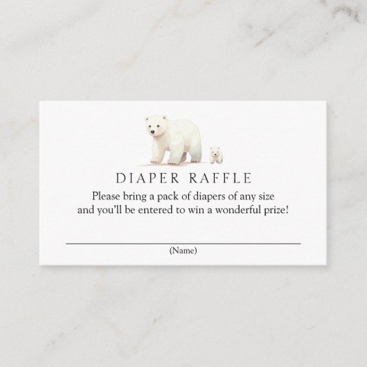 Winter Polar Bear Diaper Raffle Baby Dusche Begleitkarte (Vorderseite)