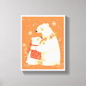 Winter Polar Bear Mom & Baby Cozy Nordic Canvas Leinwanddruck (Vorderseite)