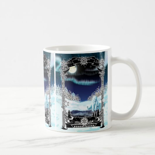 Winter Polar Bear Pond with Aurora Kaffeetasse (Rechts)