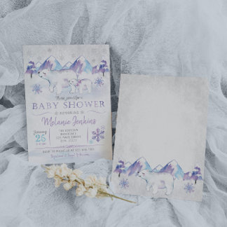 Winter Polar Bear Snowflake Baby Dusche Einladung