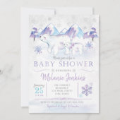 Winter Polar Bear Snowflake Baby Dusche Einladung (Vorderseite)