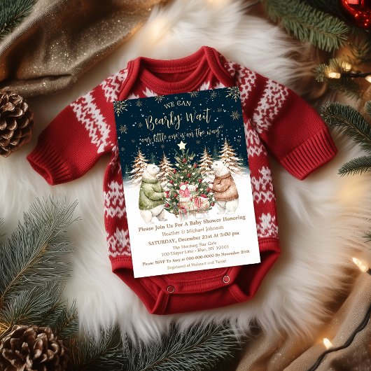 Winter Polar Bear Snowflake Babydusche Einladung