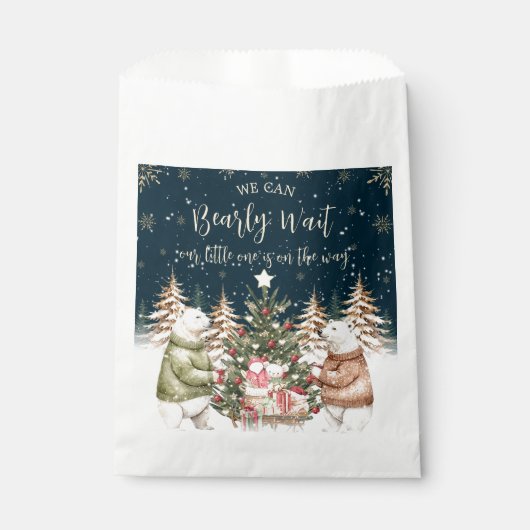 Winter Polar Bear Snowflake Babydusche Geschenktütchen (Vorderseite)