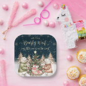 Winter Polar Bear Snowflake Babydusche Pappteller (Party)