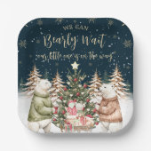 Winter Polar Bear Snowflake Babydusche Pappteller (Vorderseite)