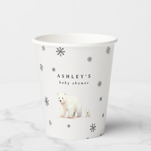 Winter Polar Bears Baby Dusche Pappbecher (Vorderseite)