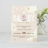 Winter Polar White Bear Baby Dusche Einladung (Stehend Vorderseite)