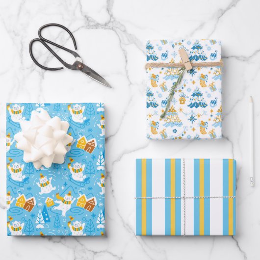 Winter-Polar-Wrapping Paper Set 3 Geschenkpapier Set (Vorderseite)