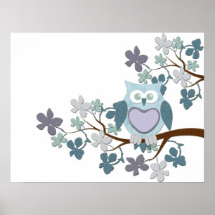 Winter-Polka-Eule im Baum-Plakat Poster