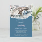 Winter Pond Stream Holzbrücke Brunch & Bubbly Einladung (Stehend Vorderseite)