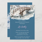 Winter Pond Stream Holzbrücke Einladung (Vorne/Hinten)