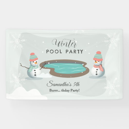 Winter Pool GeburtstagspartParty Banner (Horizontal)