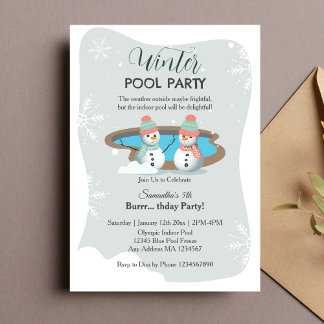 Winter Pool GeburtstagspartParty Einladung