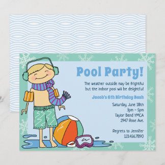 Winter Pool Party Blonde Boy Indoor Swim Geburtsta Einladung