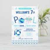 Winter Pool Party | Einladung zum Baden am Geburts (Stehend Vorderseite)