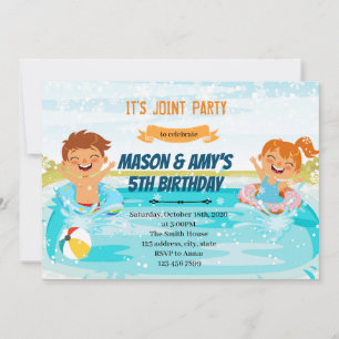 Winter Pool Party für Jungen und Mädchen Einladung