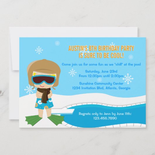 Winter-Pool-Party laden ein Einladung (Vorderseite)