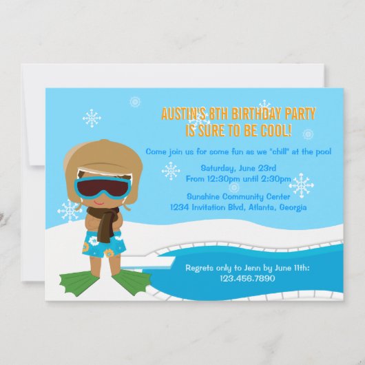 Winter-Pool-Party laden ein Einladung (Vorderseite)