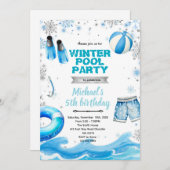 Winter pool party theme invitation einladung (Vorne/Hinten)