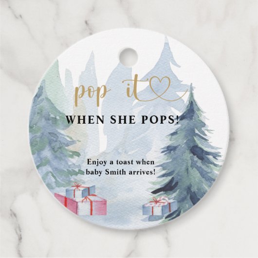 Winter Pop, wenn sie Pop Baby Dusche Geschenkanhänger (Vorderseite)