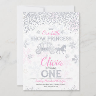 WInter Princess 1. Geburtstag Einladung Glitzer