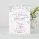WInter Princess 1. Geburtstag Einladung Glitzer (Stehend Vorderseite)