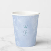 Winter Princess Party | Eisblau und goldenes Schl Pappbecher (Rückseite)