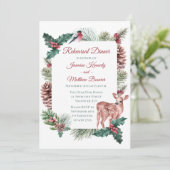 Winter Probe Abendessen Dei Red Christmas Bloral Einladung (Stehend Vorderseite)