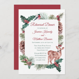 Winter-Probe Abendessen Hirsch Weihnachtsblume Einladung