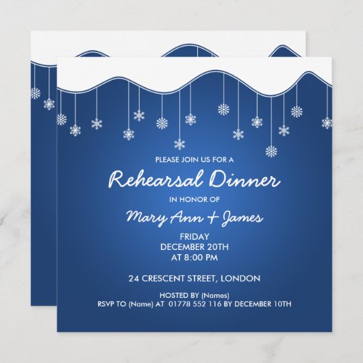 Winter Probe Abendessen Schneeflocken Dekoration B Einladung (Vorne/Hinten)
