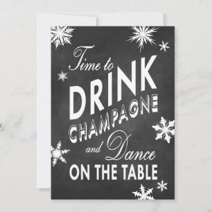 Winter-Probedinner Zeit zum Champagnertrinken Einladung