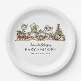 Winter Puppy Christmas Holidays Baby Shower Pappteller