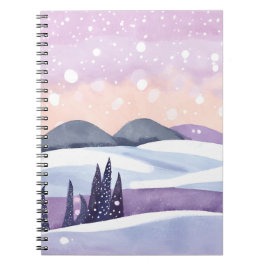 Winter Purple Hills Watercolor Painting Notizblock