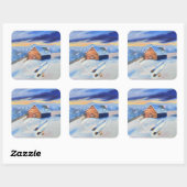 Winter Quadratischer Aufkleber (Blatt)