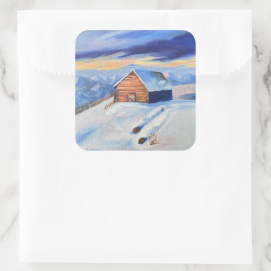 Winter Quadratischer Aufkleber (Tasche)